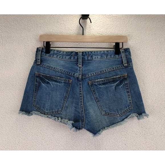 Free People‎ Denim Cutoff Shorts Blue Frayed Hem Button Fly Women Size 25 - Picture 10 of 13